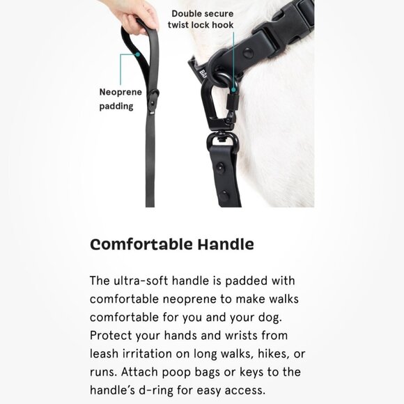 BarkBox Waterproof Dog Leash w/Locking Carabiner Clip - Blue/Black(Discontinued) - Picture 13 of 15